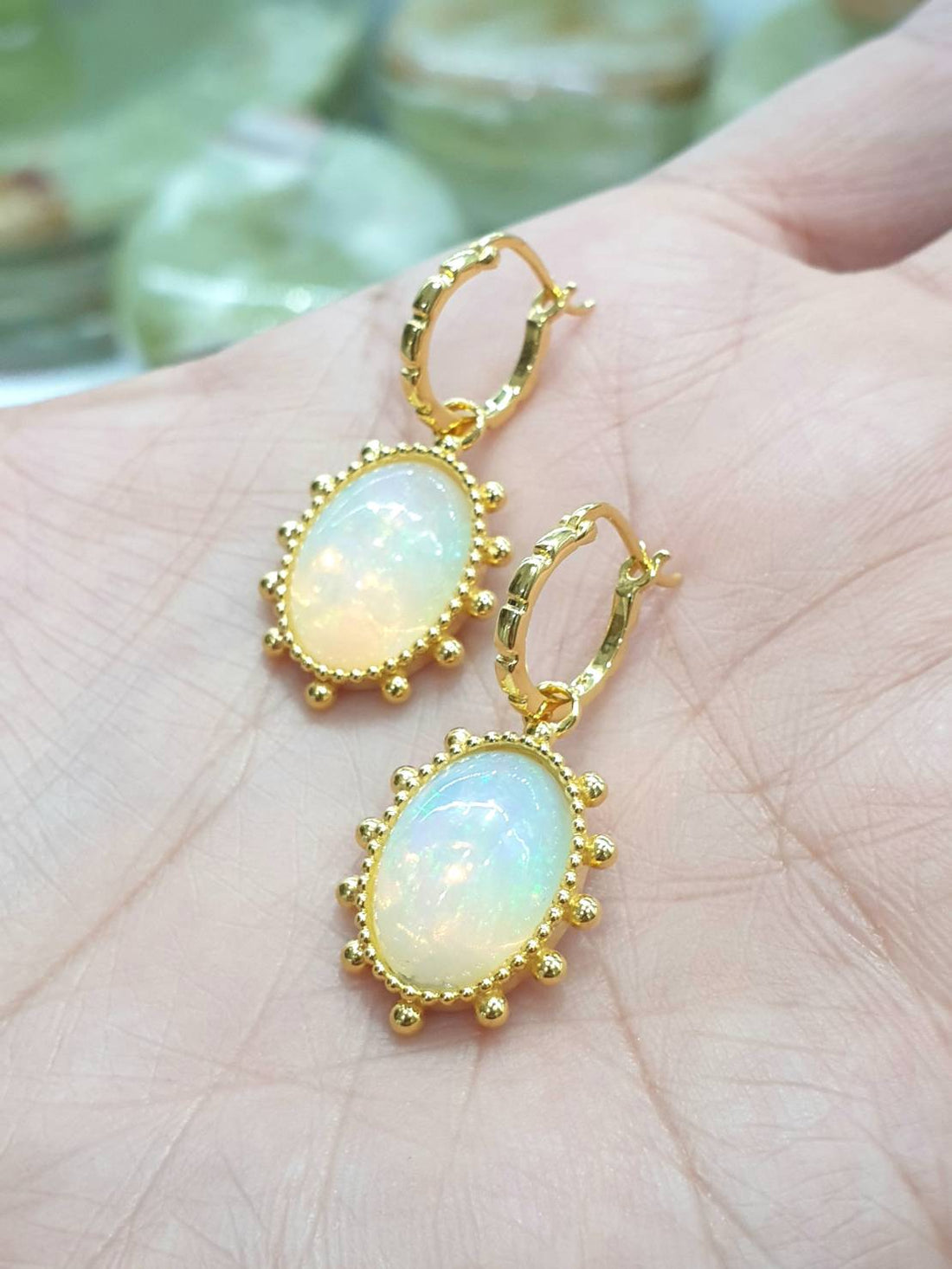 🔥 Magnificent Welo Opal Earrings – 18K Gold Convertible Design