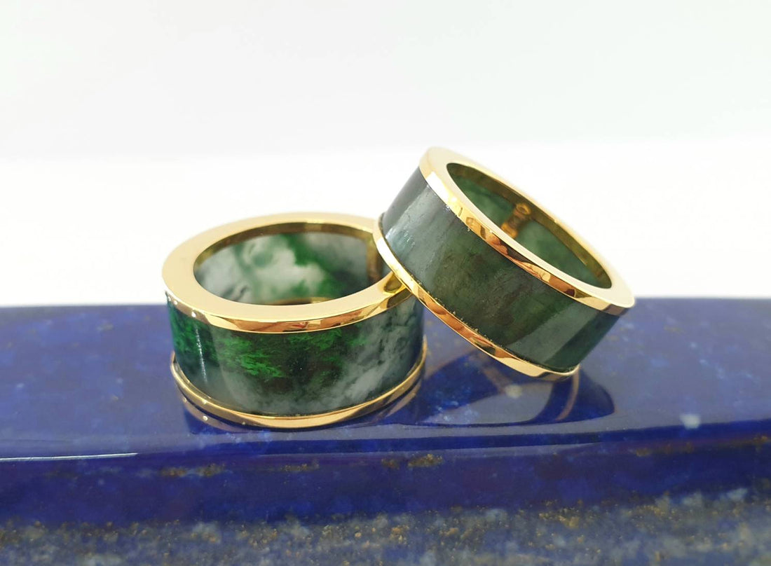 Bespoke Inlaid Jade Bands – 18K, 14K or 9K Gold Bezels