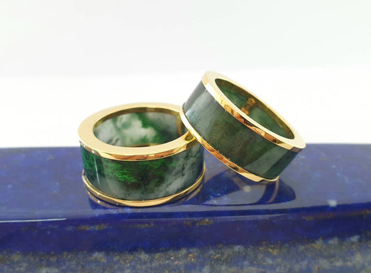Bespoke Inlaid Jade Bands – 18K, 14K or 9K Gold Bezels