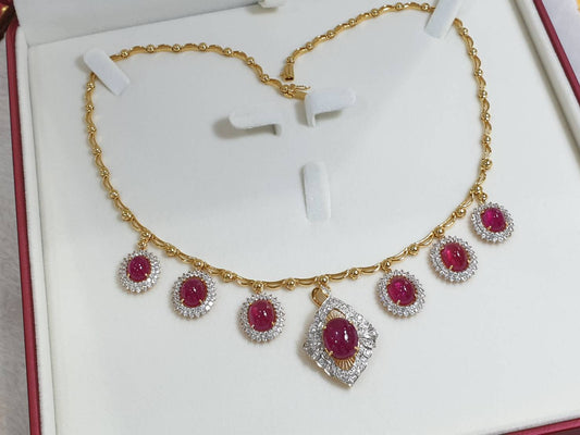 Bespoke 6-Stone Ruby Necklace in 9K Gold – Detachable Pendant & Brooch