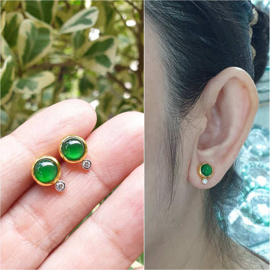 Imperial Green Jade & Diamond Earrings in 18K Gold – Found Their Owner