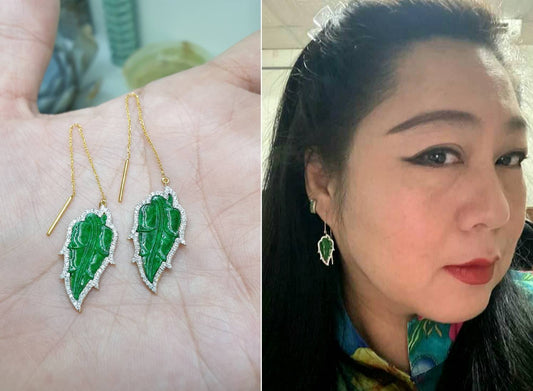 Imperial Jade Leaf Threader Earrings – A Perfect Match
