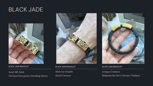✨ Bespoke Black Jade Beads with 18K Gold Chinese Engravings ✨
