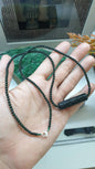 Black Green Jade Handcrafted 22inch Necklace Ru Yi Cylinder Accent Type A Myanmar Jadeite