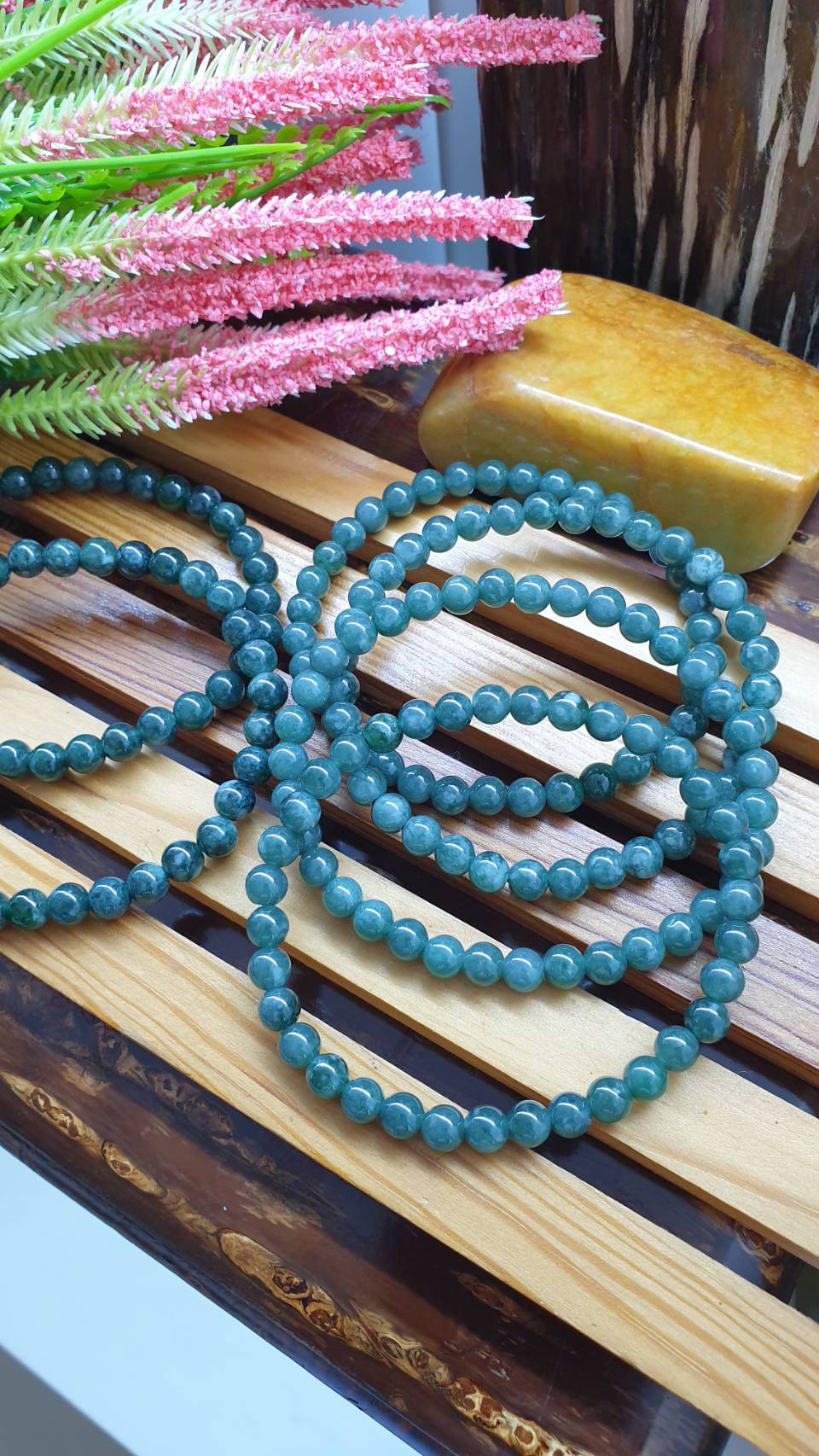His or Hers Jade Beaded Wristband 17cm Type A Untreated Natural Jadeite 6mm Beads