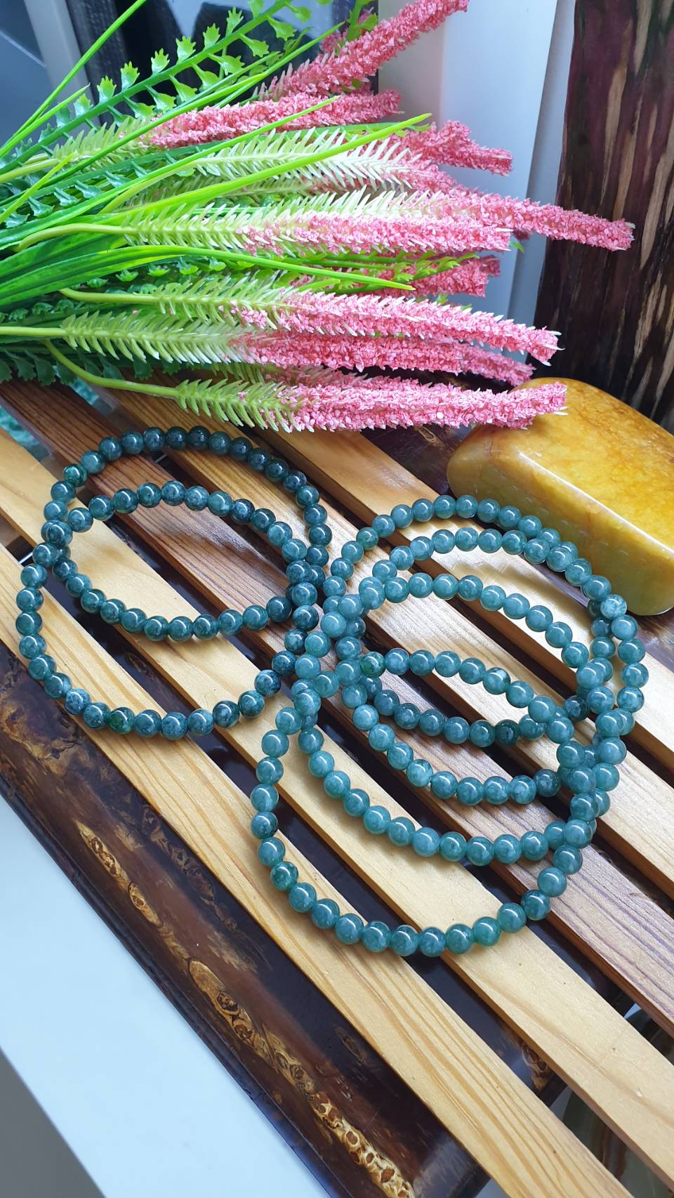 His or Hers Jade Beaded Wristband 17cm Type A Untreated Natural Jadeite 6mm Beads