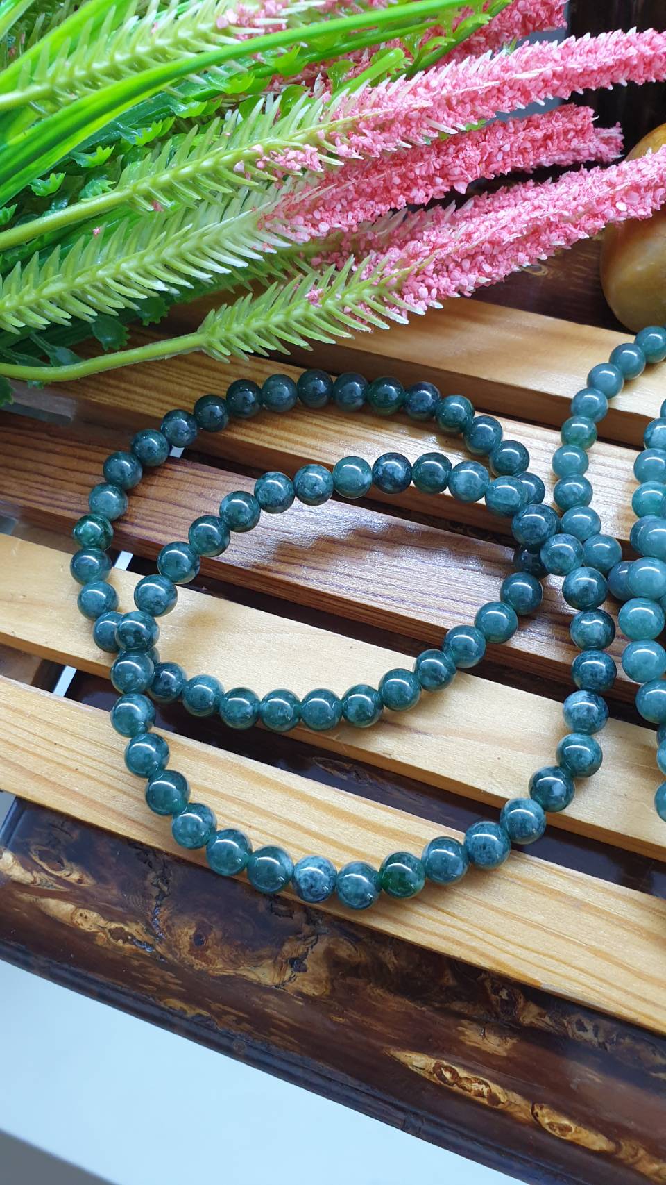 His or Hers Jade Beaded Wristband 17cm Type A Untreated Natural Jadeite 6mm Beads