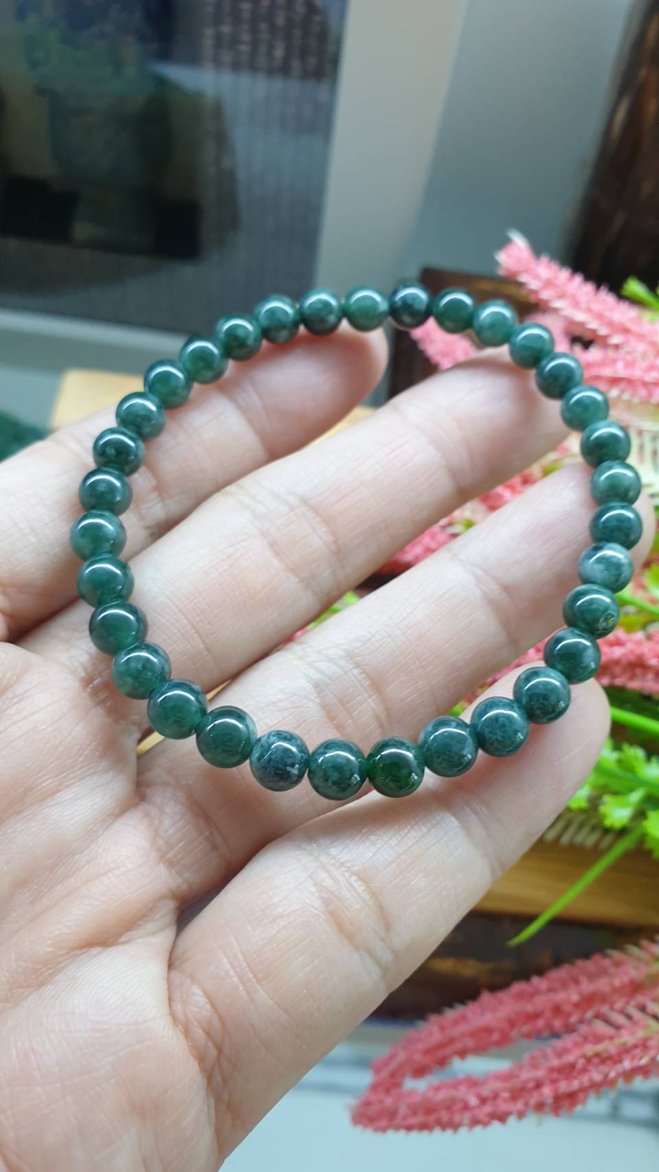 His or Hers Jade Beaded Wristband 17cm Type A Untreated Natural Jadeite 6mm Beads