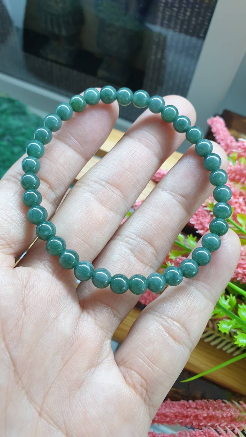 His or Hers Jade Beaded Wristband 17cm Type A Untreated Natural Jadeite 6mm Beads
