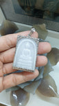 White Jade “Phra Som Det” Pendant | Meditating Buddha Amulet | Sterling Silver