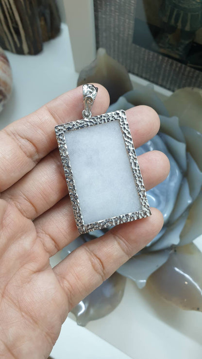 White Jade “Phra Som Det” Pendant | Meditating Buddha Amulet | Sterling Silver