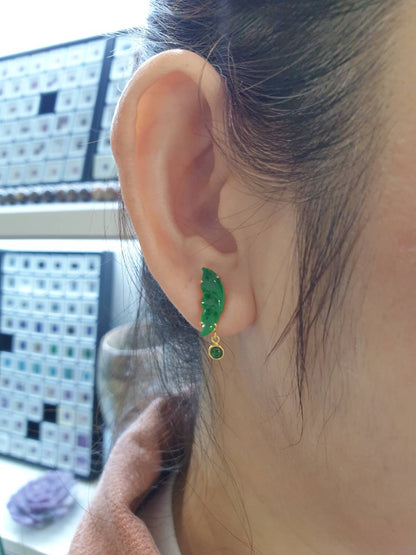 🦋 Jade Butterfly Wings Earrings | Solid 18K Gold | Type A Natural Jadeite