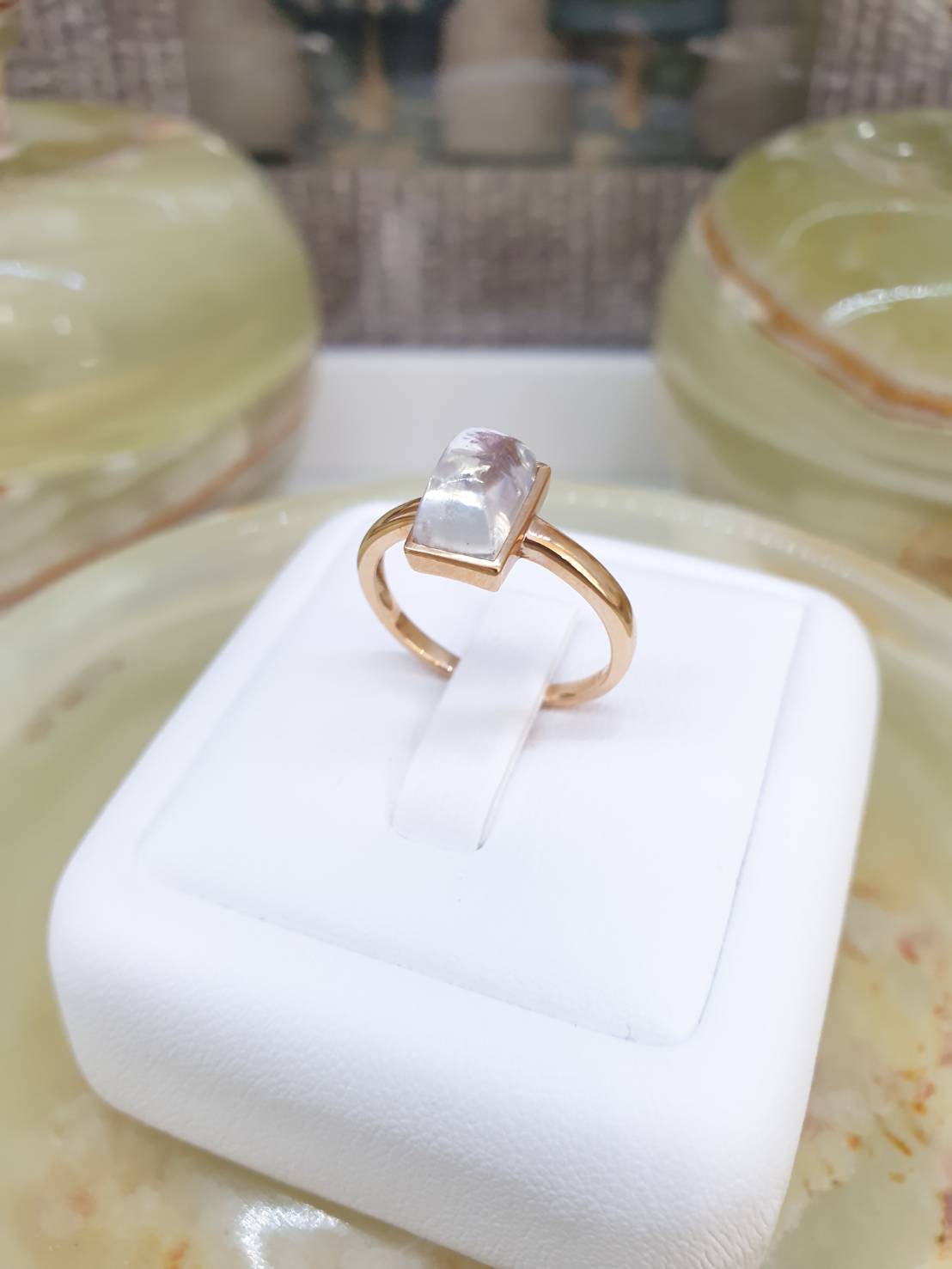 Icy Moonstone Ring (S 5.5 US) | 18K Rose Gold | Eye Candy Lady's Ring