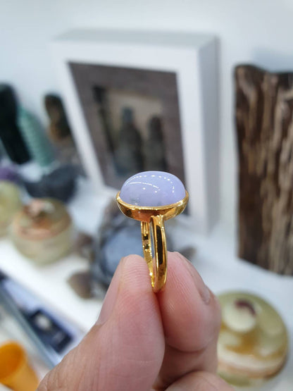 Ethereal Lavender Jade Ring (S 5.75 US) | Solid 18K Gold | Type A Natural Jadeite