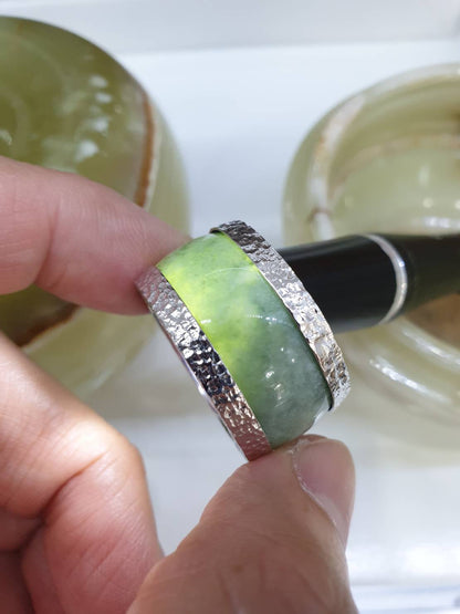 Jade Archer's Ring (S 11 US) | Sterling Silver | Type A Natural Jadeite