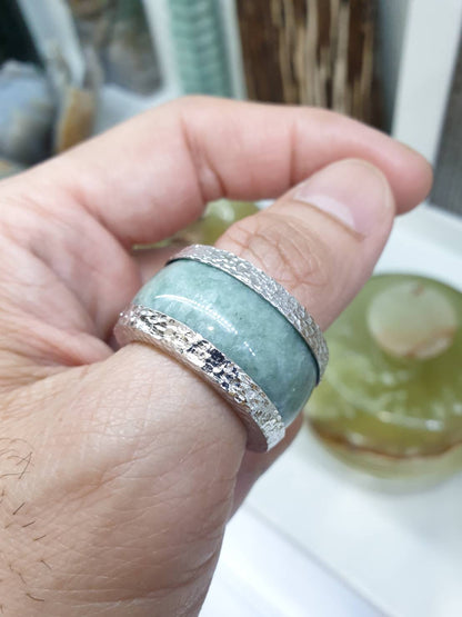 Jade Archer's Ring (S 11 US) | Sterling Silver | Type A Natural Jadeite