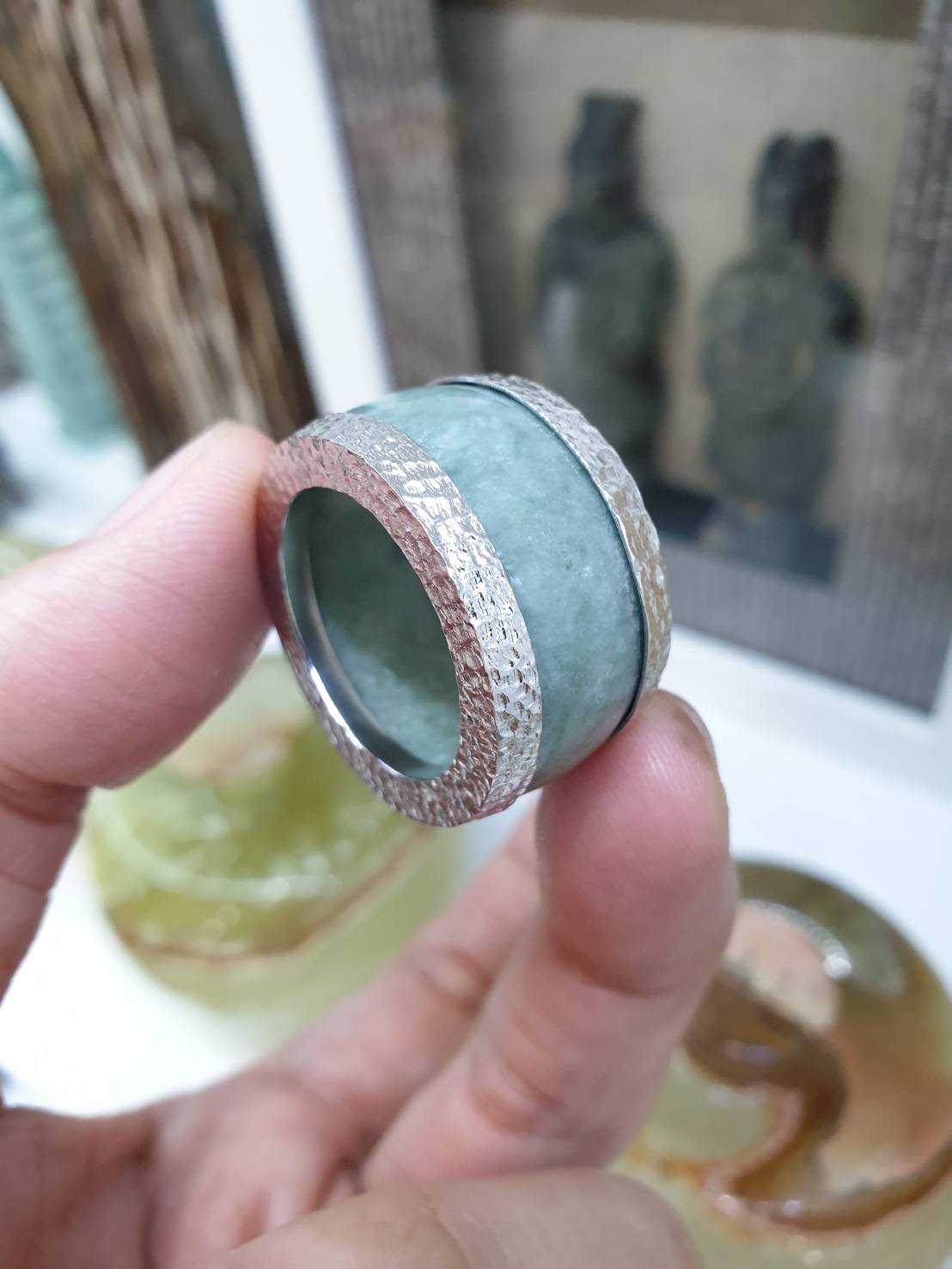 Jade Archer's Ring (S 11 US) | Sterling Silver | Type A Natural Jadeite