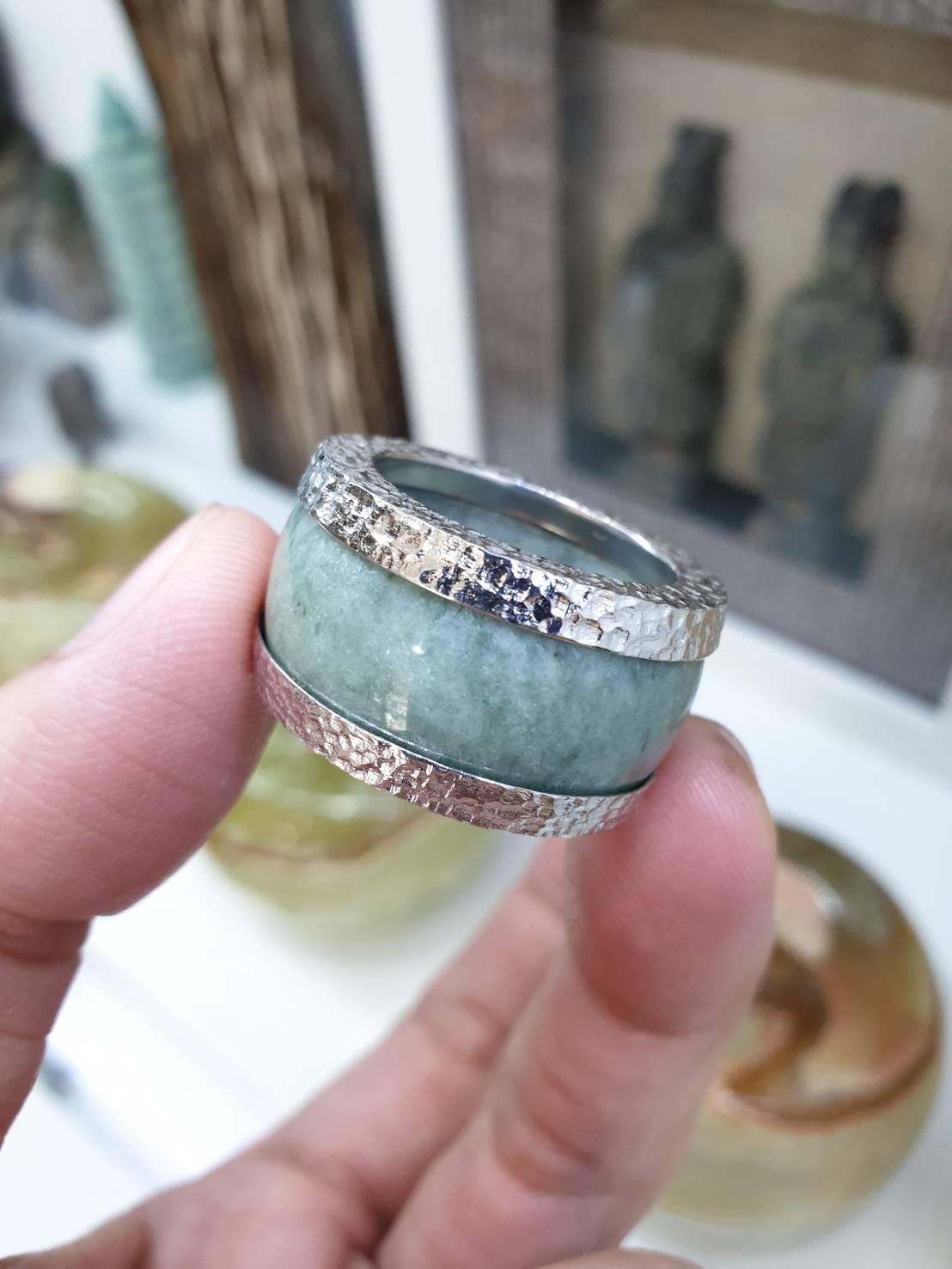 Jade Archer's Ring (S 11 US) | Sterling Silver | Type A Natural Jadeite