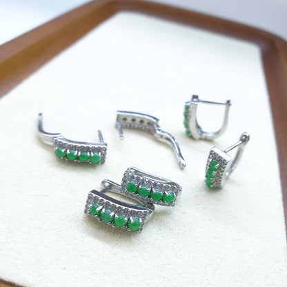 Imperial Green Jade Huggie Earrings | Sterling Silver | Type A Natural Jadeite