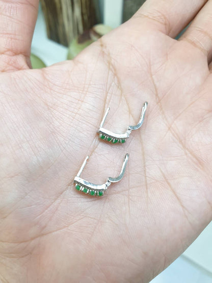 Imperial Green Jade Huggie Earrings | Sterling Silver | Type A Natural Jadeite