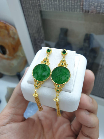 Jade Empress Earrings | Sterling Silver | Type A Natural Jadeite
