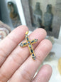 Blue Sapphire Cross Pendant | Solid 18K Gold | His or Hers