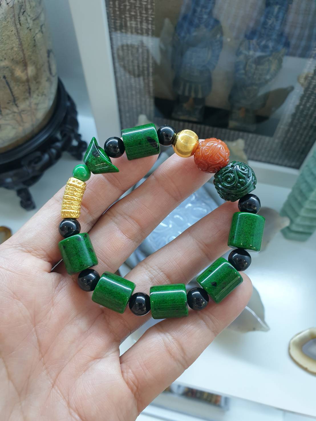 Premium Mawsitsit Cylinder Beads | 24K Gold Charmbracelet | Statement Wrist Candy