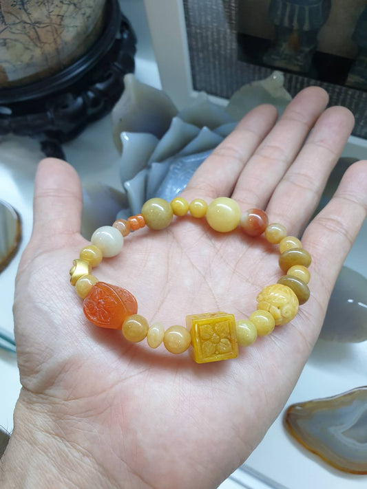 Jade Lucky Charm Bracelet | 24K Gold Ingot Charm | His or Hers Signature Style Wrist Candy