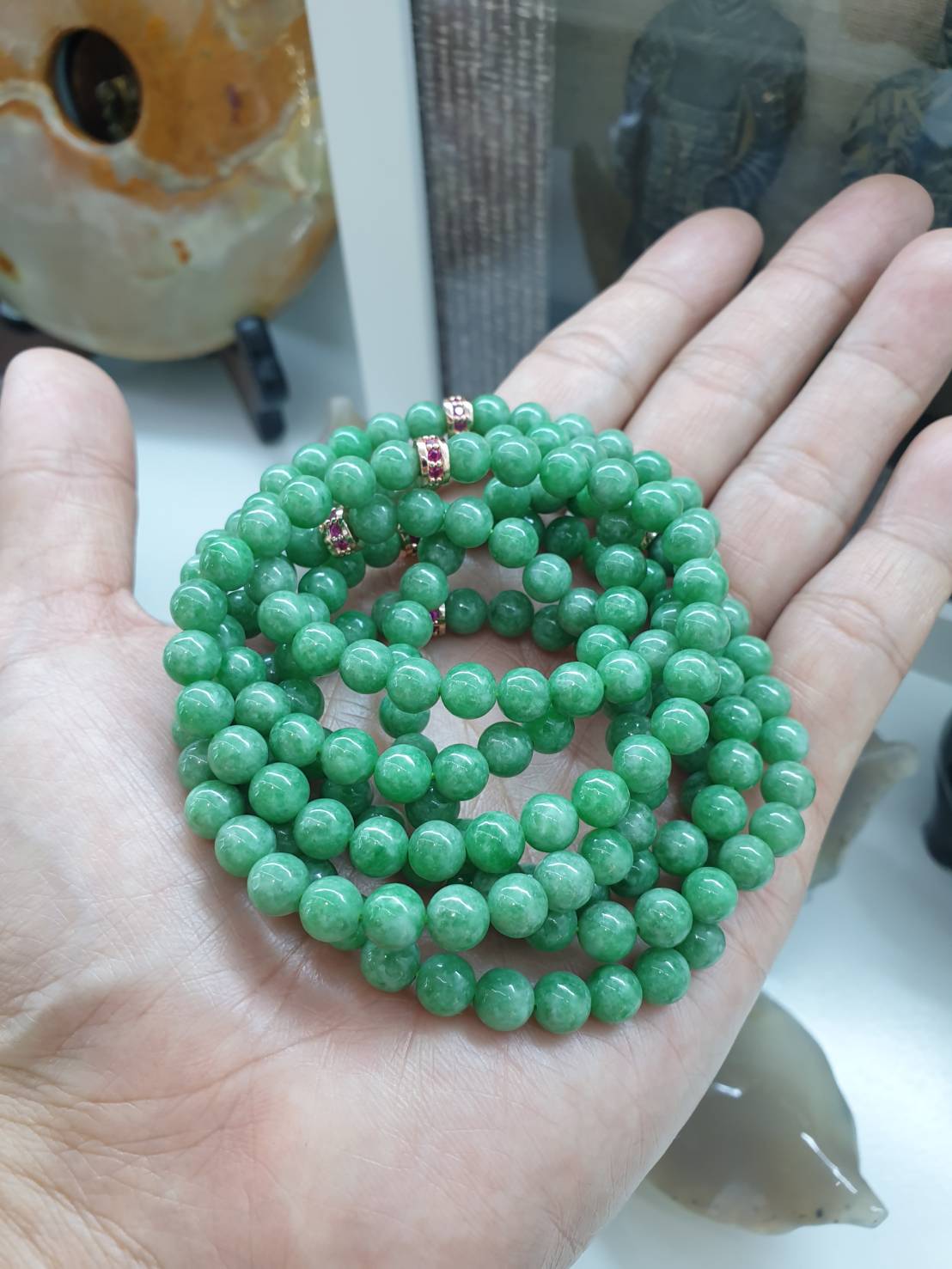 Classic Green Jade Bracelet | Type A Natural Apple Green Jadeite Beads