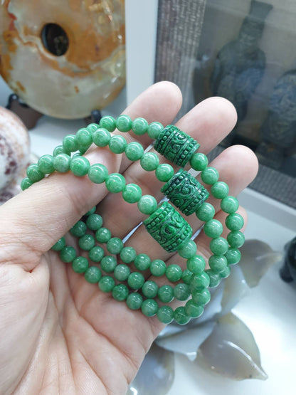 Wish-Fulfilling Jade Bracelet | Apple Green Beads | Type A Natural Jadeite