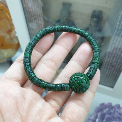 Wish-Fulfilling Jade Bracelet | Round Jade Ru Yi Bead Charm | Type A Natural Jadeite