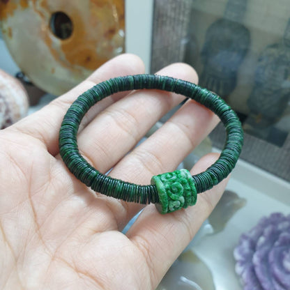 Wish-Fulfilling Jade Bracelet | Cylinder Ru Yi Bead Charm | Type A Natural Jadeite