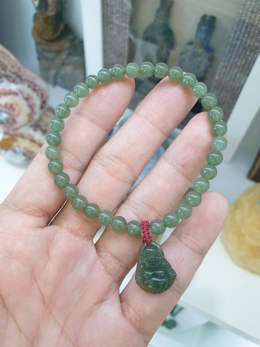 Jade Happy Buddha Charm Bracelet | Wealth & Happiness Wrist Candy | Original Type A Jadeite
