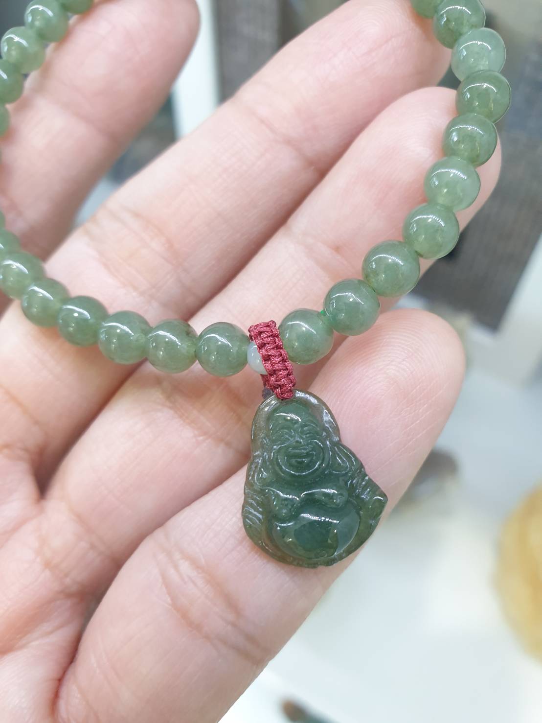 Jade Happy Buddha Charm Bracelet | Wealth & Happiness Wrist Candy | Original Type A Jadeite