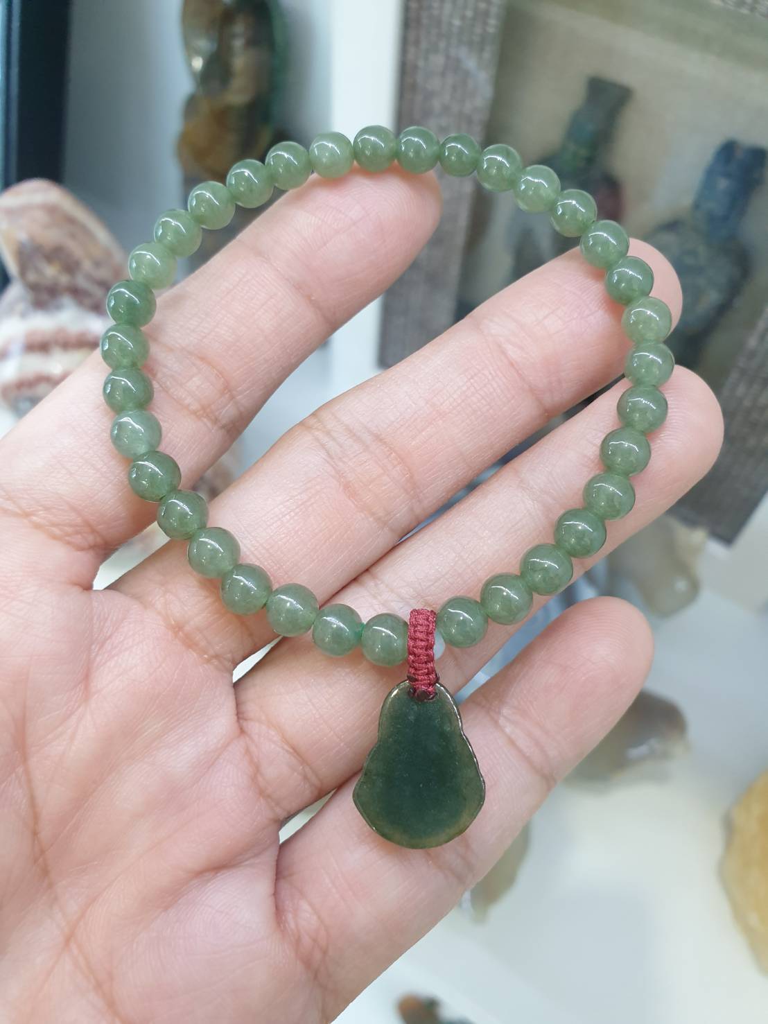 Jade Happy Buddha Charm Bracelet | Wealth & Happiness Wrist Candy | Original Type A Jadeite