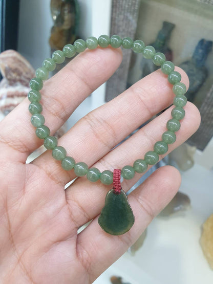 Jade Happy Buddha Charm Bracelet | Wealth & Happiness Wrist Candy | Original Type A Jadeite