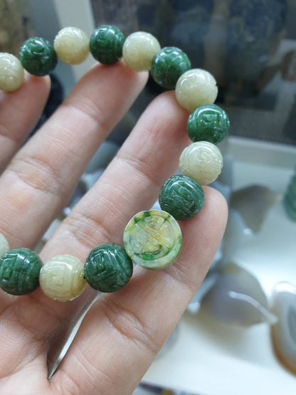 Ru Yi Jade 17cm Bracelet - Two-Tone Type A Natural Myanmar Jadeite