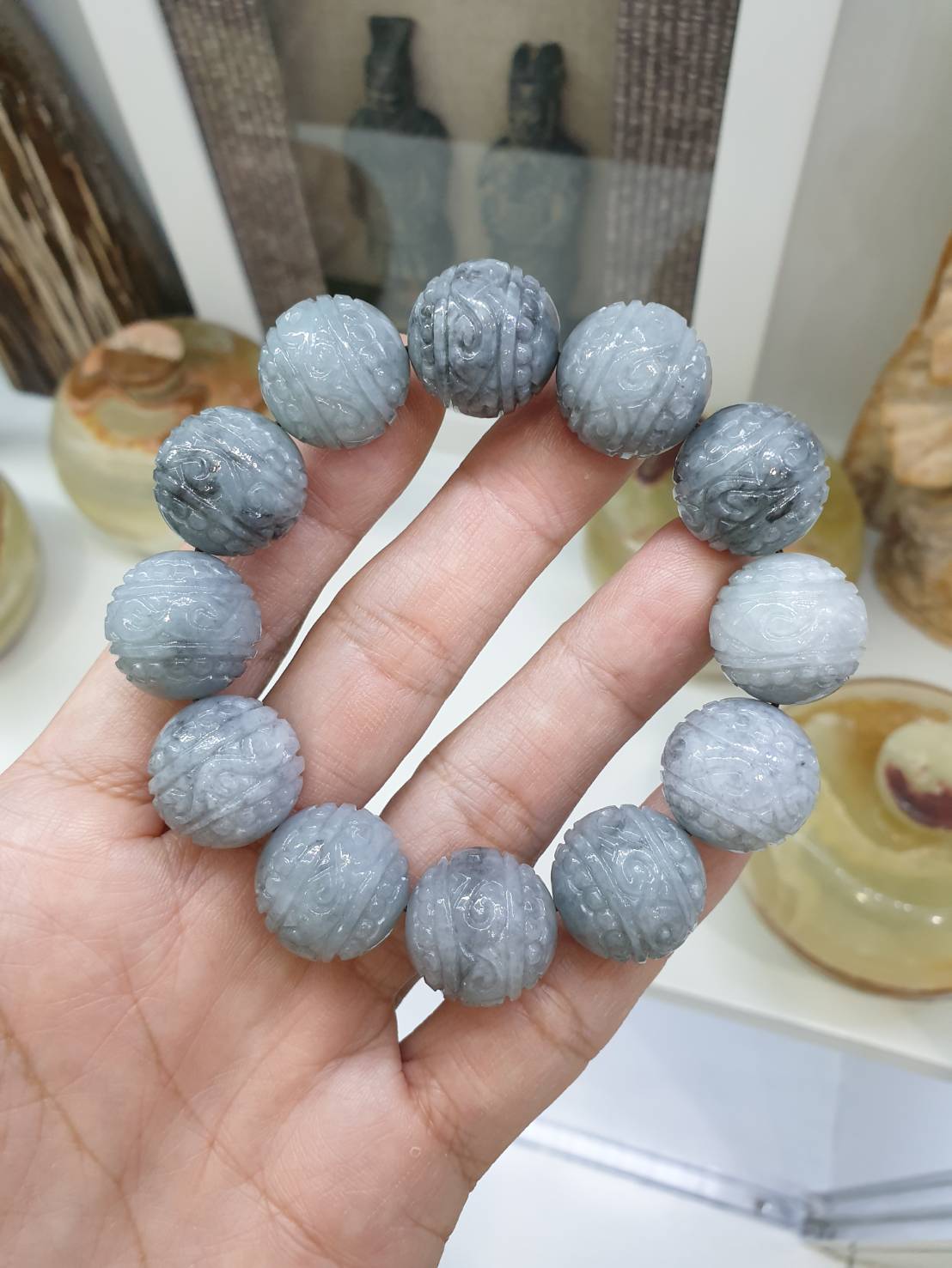 Gray Jade Ru Yi Beads Bracelet | His or Hers Original Jadeite Wrist Candy