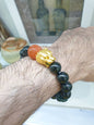 24K Gold Tiger Black Jade Bracelet | Pure Gold Tiger Charm | His or Hers Wrist Candy
