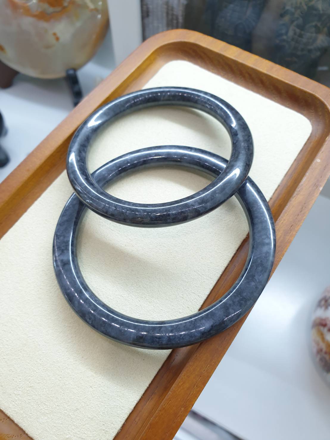 Black Jade Slim-Cylindrical Bangle (S 54 & 60) | Type A Natural Jadeite