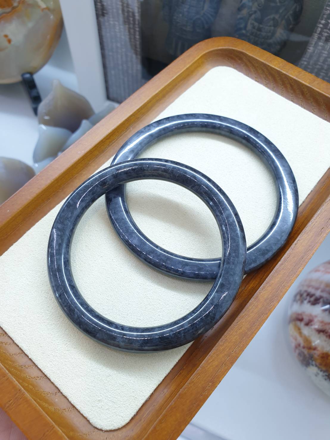 Black Jade Slim-Cylindrical Bangle (S 54 & 60) | Type A Natural Jadeite