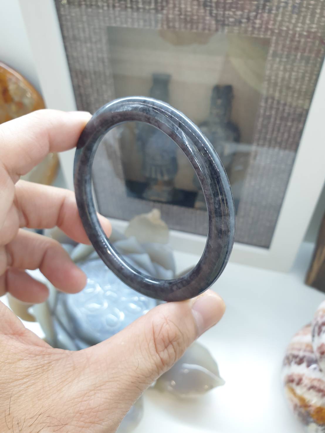 Black Jade Slim-Cylindrical Bangle (S 54 & 60) | Type A Natural Jadeite