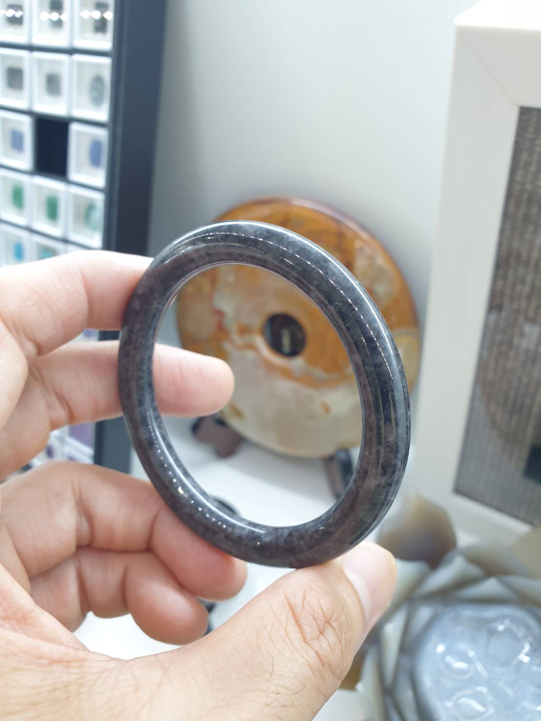 Black Jade Slim-Cylindrical Bangle (S 54 & 60) | Type A Natural Jadeite