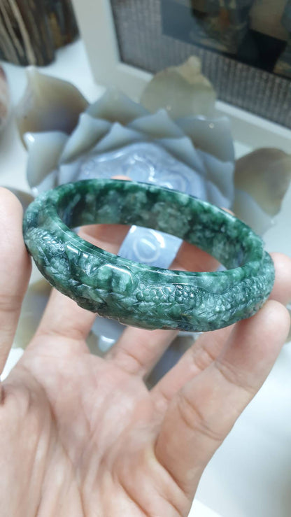 Dragon Jade Bangle (S 58) | Original Fei Cui Jadeite