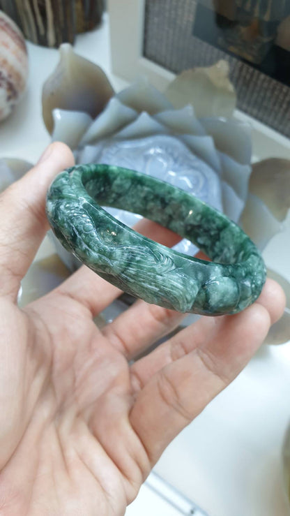 Dragon Jade Bangle (S 58) | Original Fei Cui Jadeite