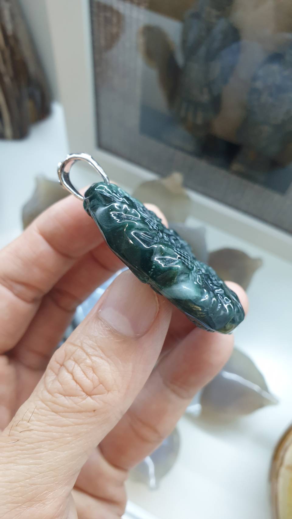 Nine Dragons Blue Jade Pendant | Sterling Silver | Authentic Natural Jadeite
