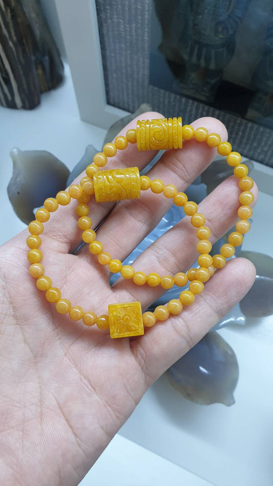 Honey Jade Luckycharm Bracelets - Type A Natural Jadeite, Selection