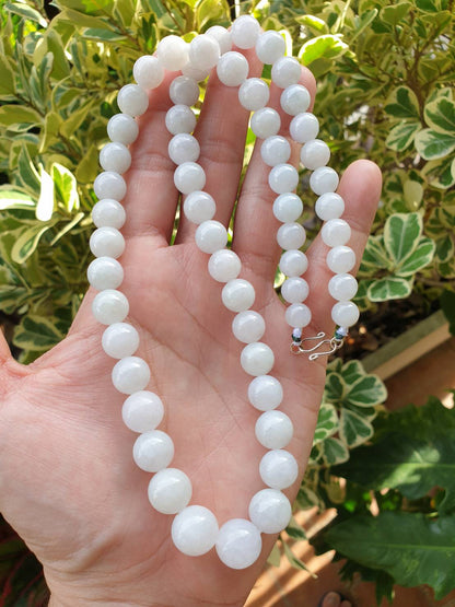 White Jade Beaded Necklace (22") | Fei Cui Type A Jadeite