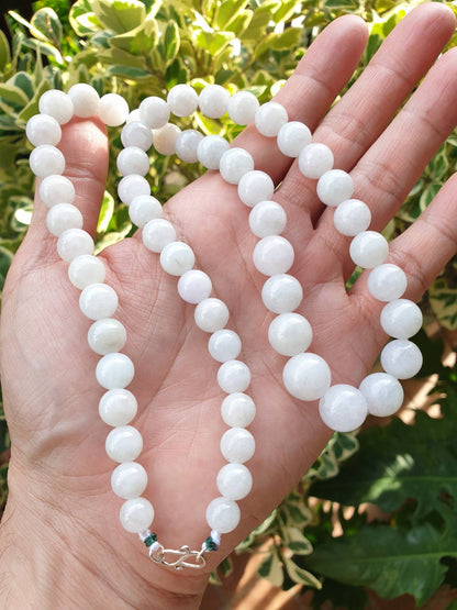 White Jade Beaded Necklace (22") | Fei Cui Type A Jadeite
