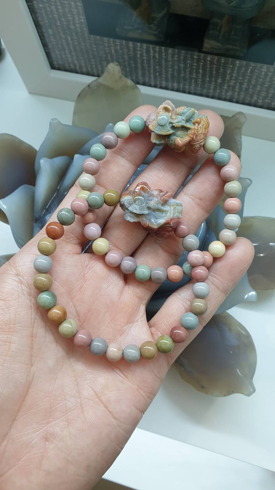 Alashan Jasper Ganesha Bracelet – Rosy Earthy Tones| Good Luck & Spiritual Wrist Candy